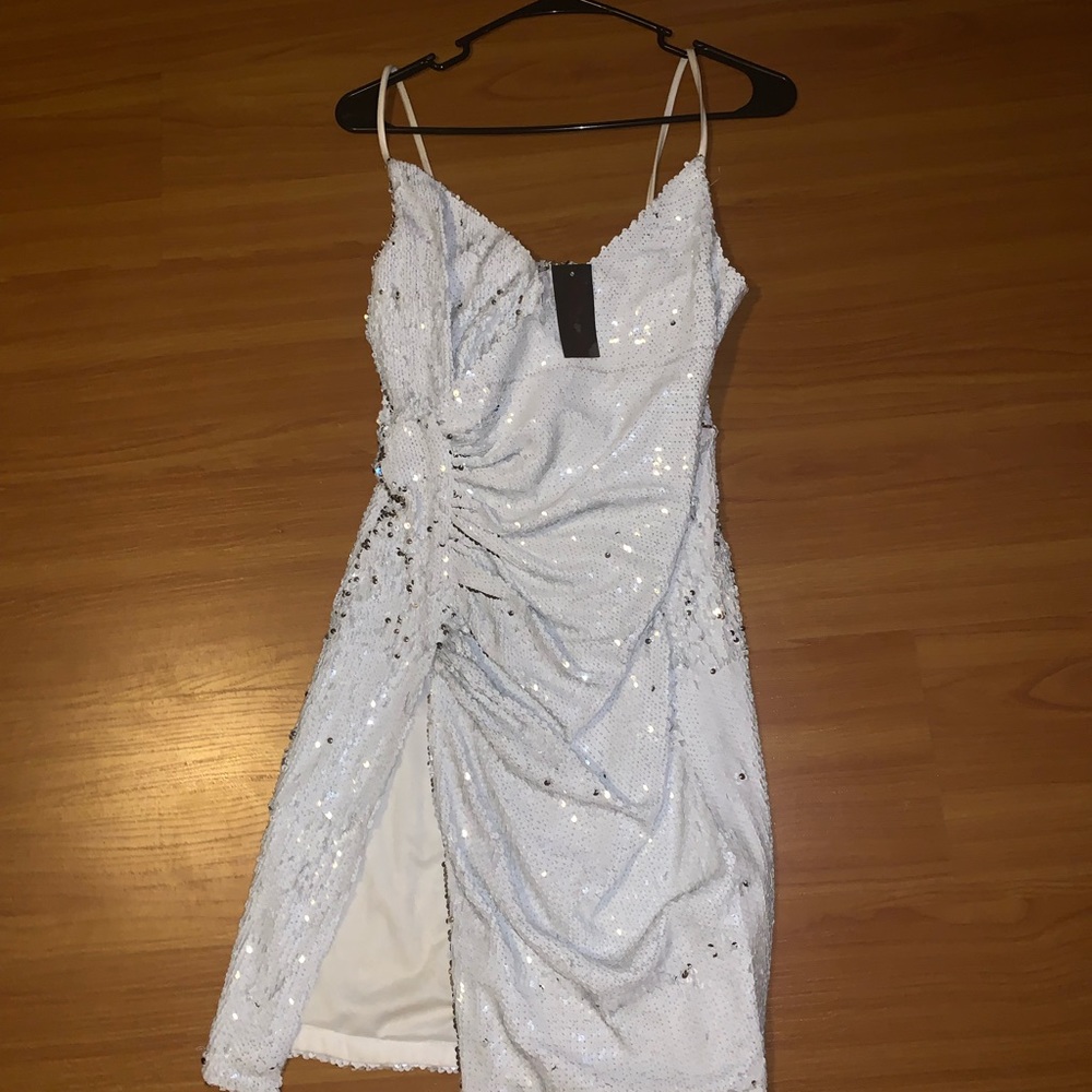 All white sequin dress from miami hot styles
